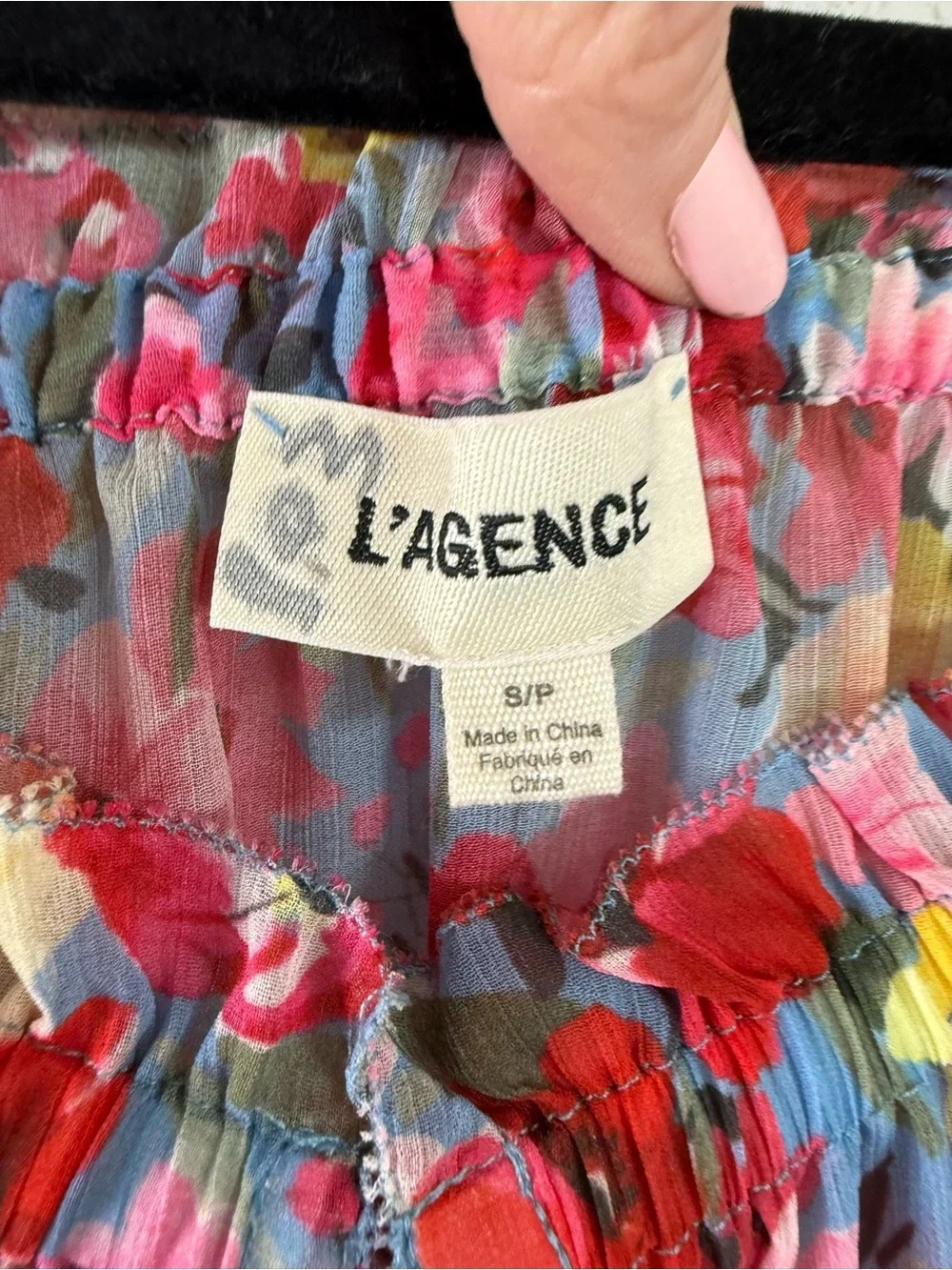 L'Agence Aubriella Off the Shoulder Floral Blouse Red Multi Casual Women’s Small